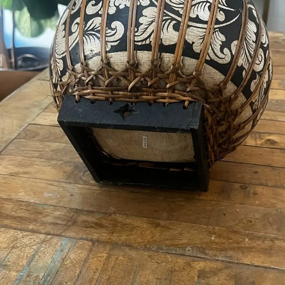 Vintage Thai Lidded Rice Basket With Handle 11.5